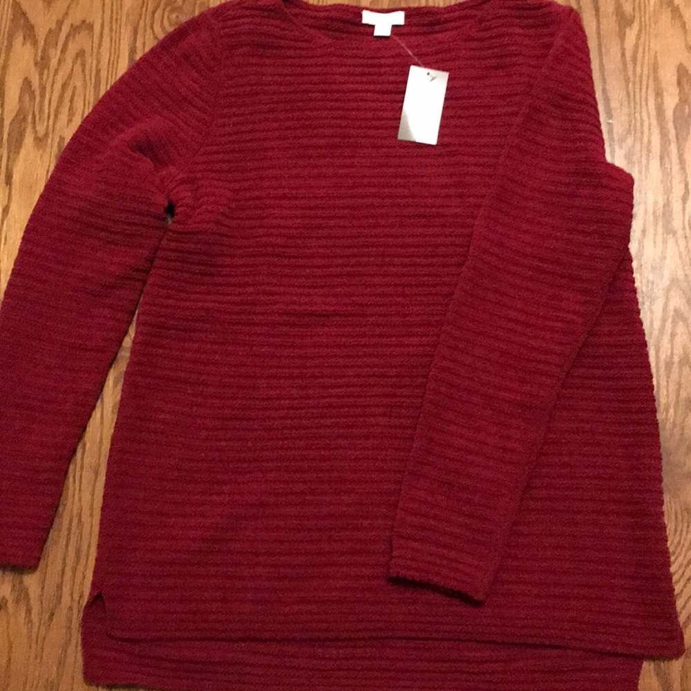 J Jill New Cranberry Chenille Pullover Sweater